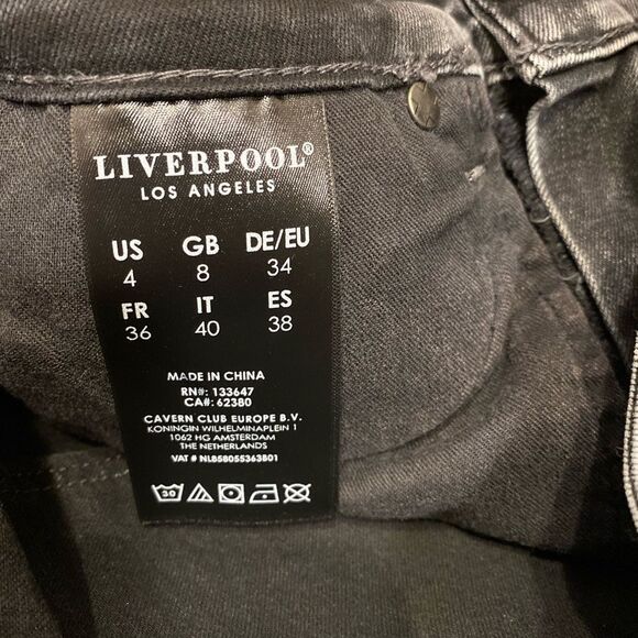 Liverpool black acid washed Abby‎ Ankle High Rise Ankle Skinny Jeans - Picture 5 of 9